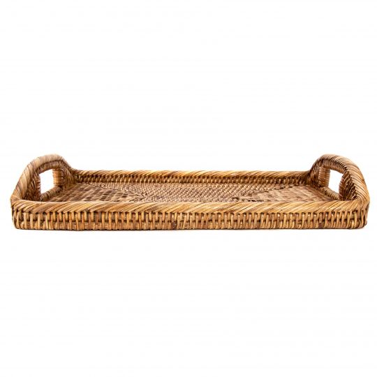 Rectangular Tray with High Handles in Honey Brown