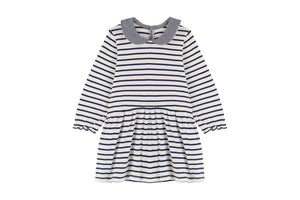 Telanie Long Sleeved Striped Dress with Peter Pan Collar