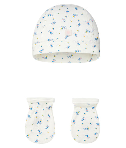 Taden Floral Baby Hat + Mittens Set
