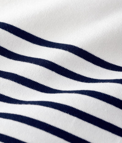 Long Sleeve Striped Mariner Top in White/Navy
