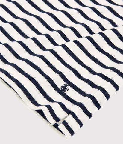 Short Sleeve Striped Mariner Top in White + Navy