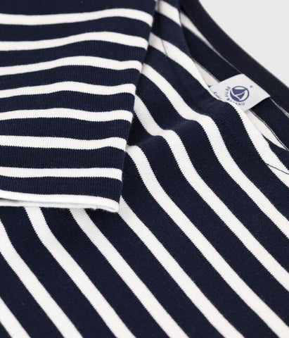 Long Sleeve Striped Mariner Top in Navy/White