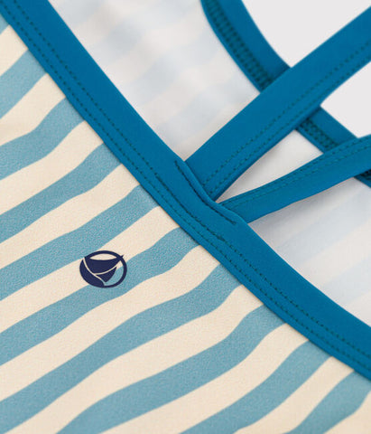 Striped Swimsuit in Ecru + Blue