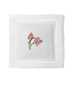 Butterfly + Flower Embroidered Lavender-Filled Linen Sachet