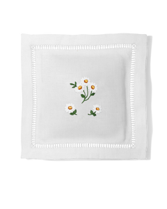 Daisies Scatter Embroidered Lavender-Filled Linen Sachet