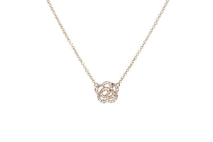Diamond Rose Necklace in Yellow Gold