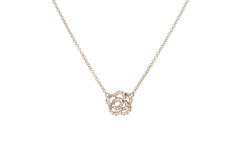Diamond Rose Necklace in Yellow Gold