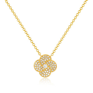 Diamond Jumbo Petal Necklace in Yellow Gold