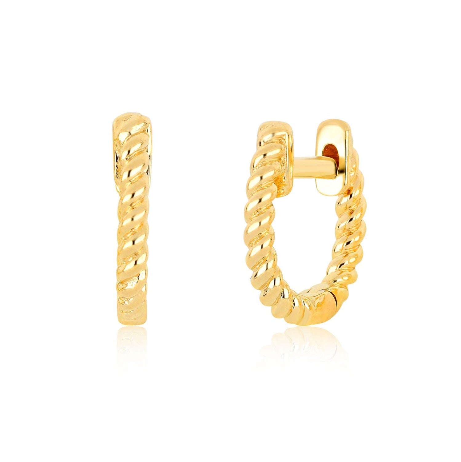 Twist Mini Huggie Earrings in Yellow Gold