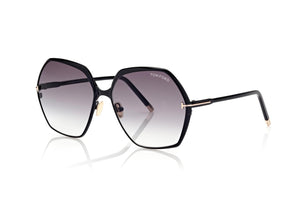 Fonda Metal Sunglasses in Shiny Black + Smoke Gradient