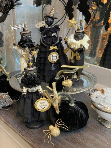 Velvet Decorative Pumpkin in Black