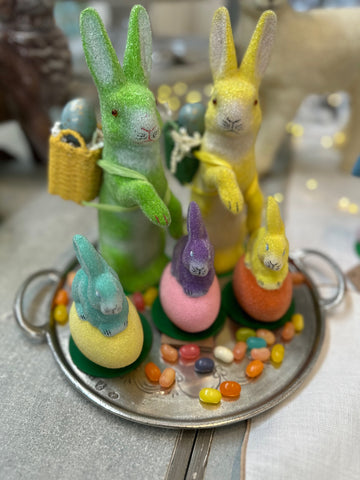 Beaded Bunny with Backpack Basket in Yellow