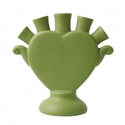 Heart Porcelain Tulipiere Vase in Green