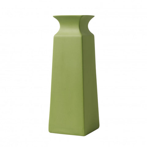 Tall Square Porcelain Flower Vase in Green