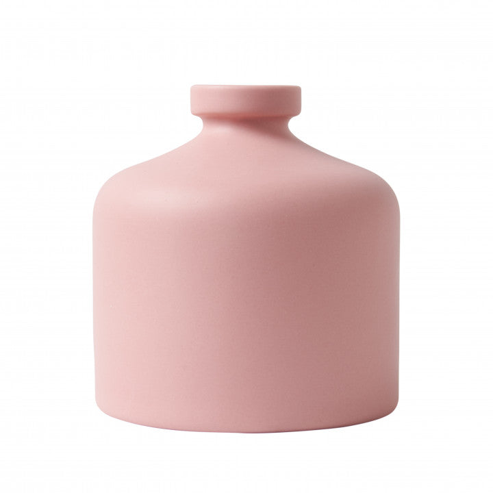 Round Porcelain Flower Vase in Matte Pink