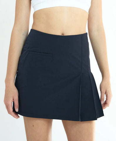 Side Pleat Golf Skort in Navy