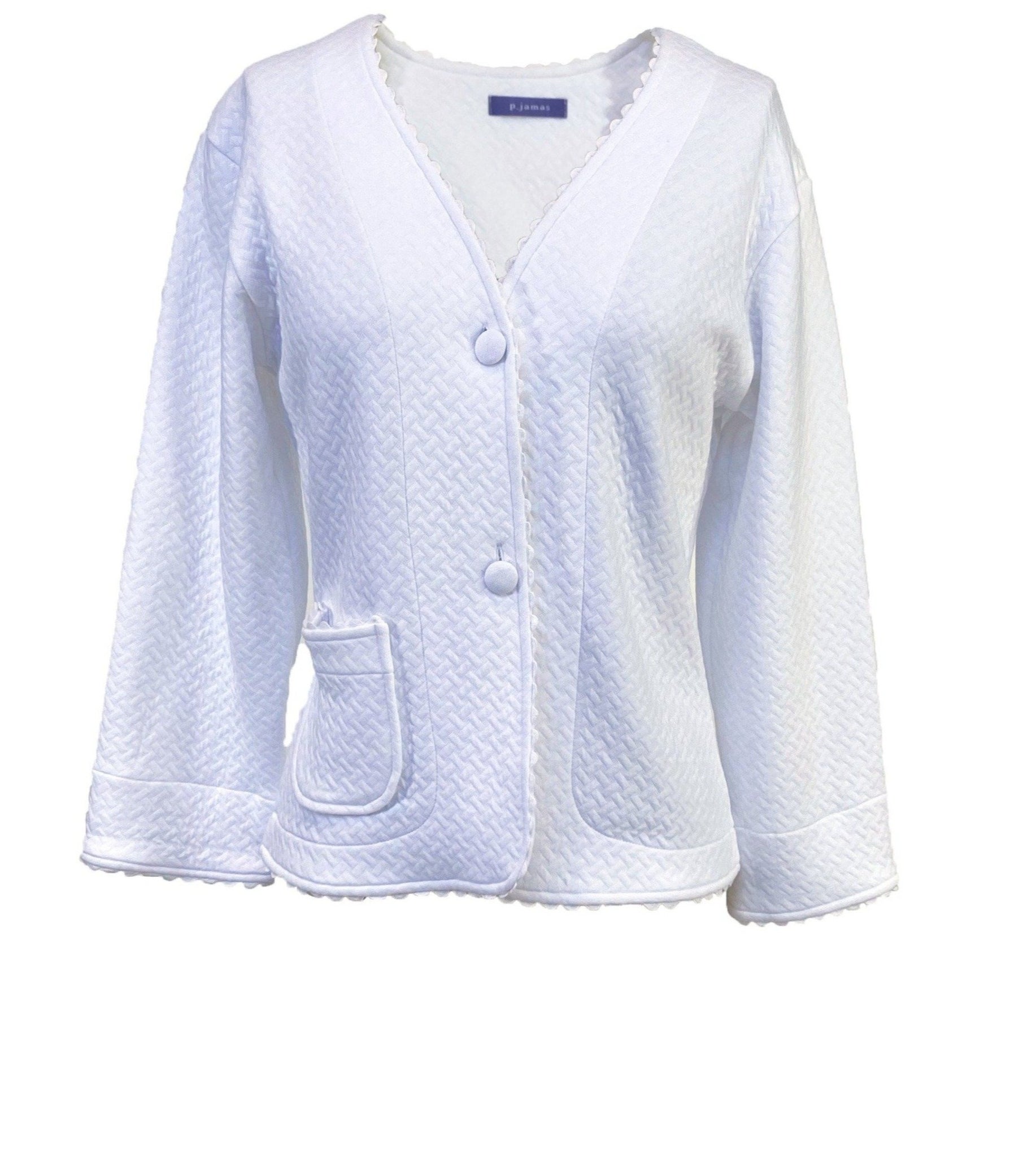 Quilted Basketweave Bed Jacket in White