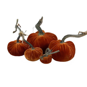 Velvet Decorative Pumpkin in Persimmon