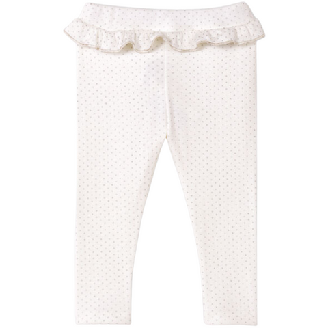 Temporal Sparkle Dots Ruffle Leggings in White