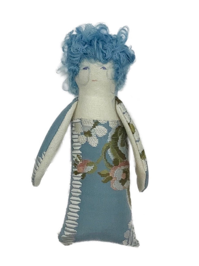 Handmade Jacquard Fabric Winged Angel in Blue