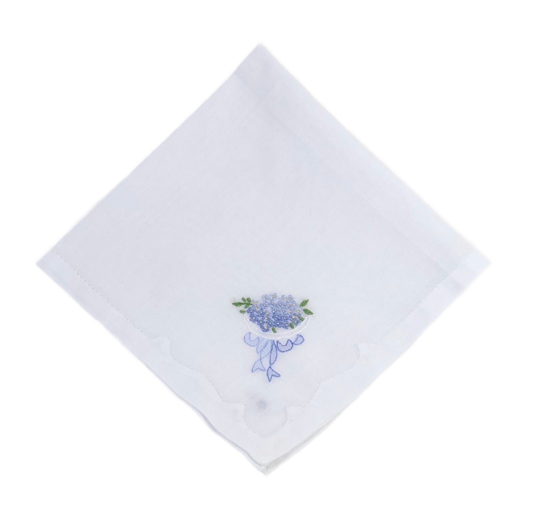 Forget Me Not Embroidered Cotton Hankie