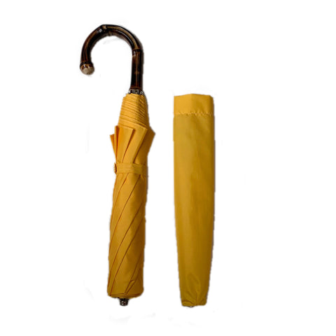 Bamboo Handled Umbrella in Yellow