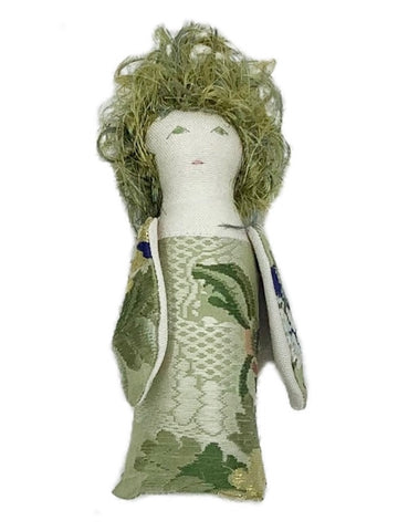 Handmade Jacquard Fabric Winged Angel in Green