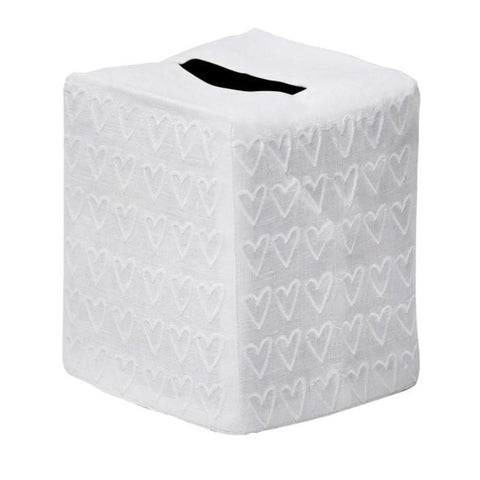 Half Hearted Tissue Box Cover in White