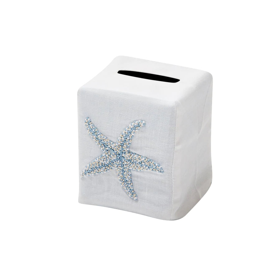Starfish Tissue Box Cover in Blue/White