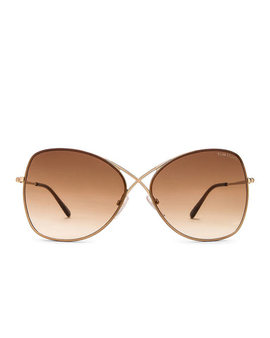 Colette Metal Sunglasses in Shiny Dark Brown + Brown Gradient
