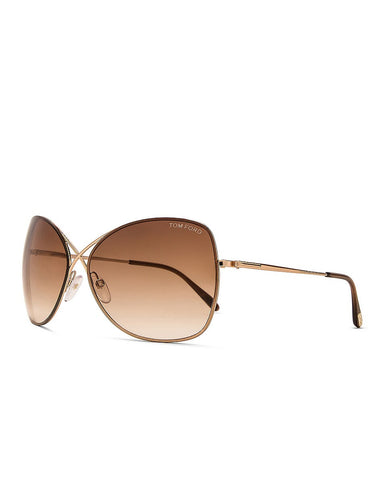 Colette Metal Sunglasses in Shiny Dark Brown + Brown Gradient