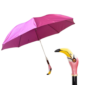 Flamingo Handled Short Umbrella in Fuschia