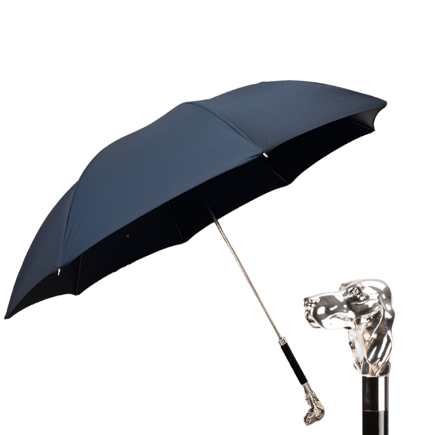 Nickel Hound Handled Long Umbrella in Black