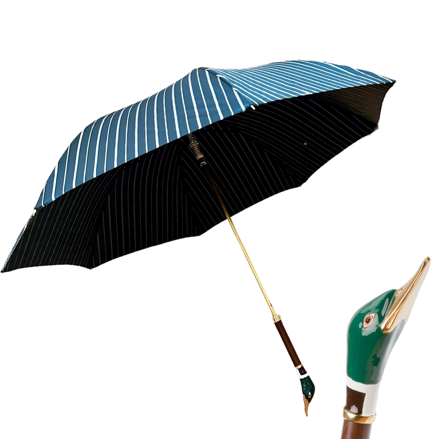 Mallard Duck Handled Long Umbrella in Hunter Green