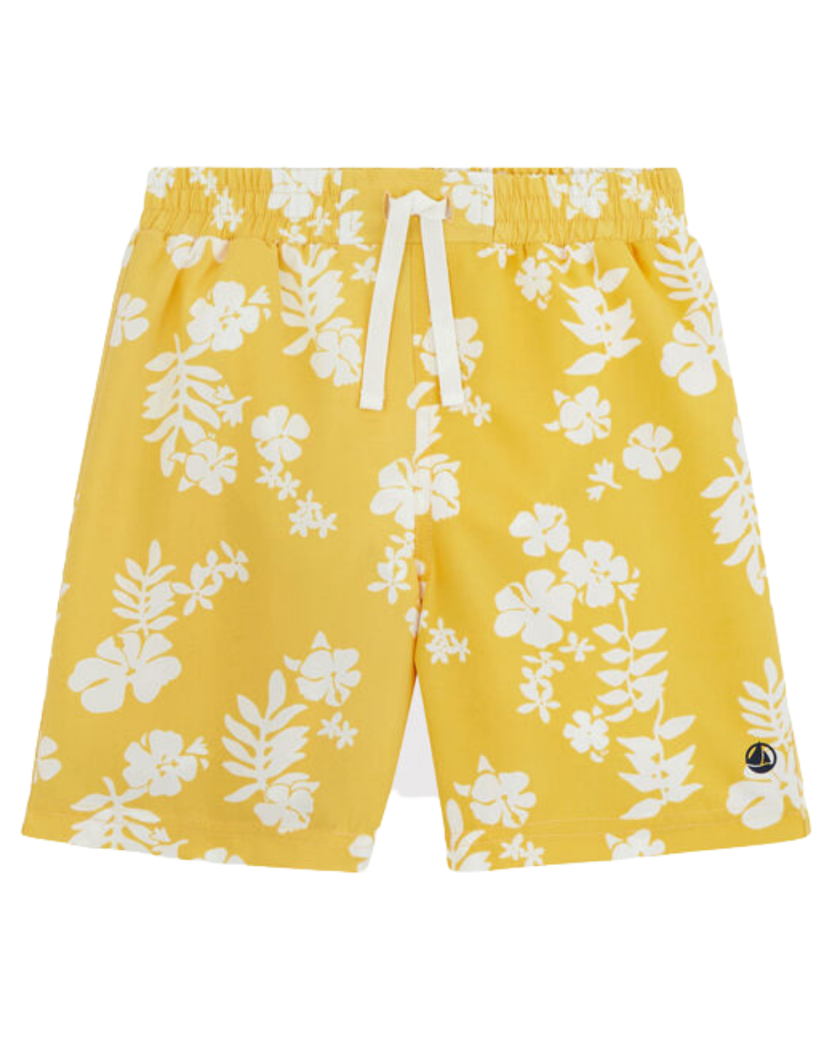Children’s Hawaiian Print Swim Shorts in Yellow + White