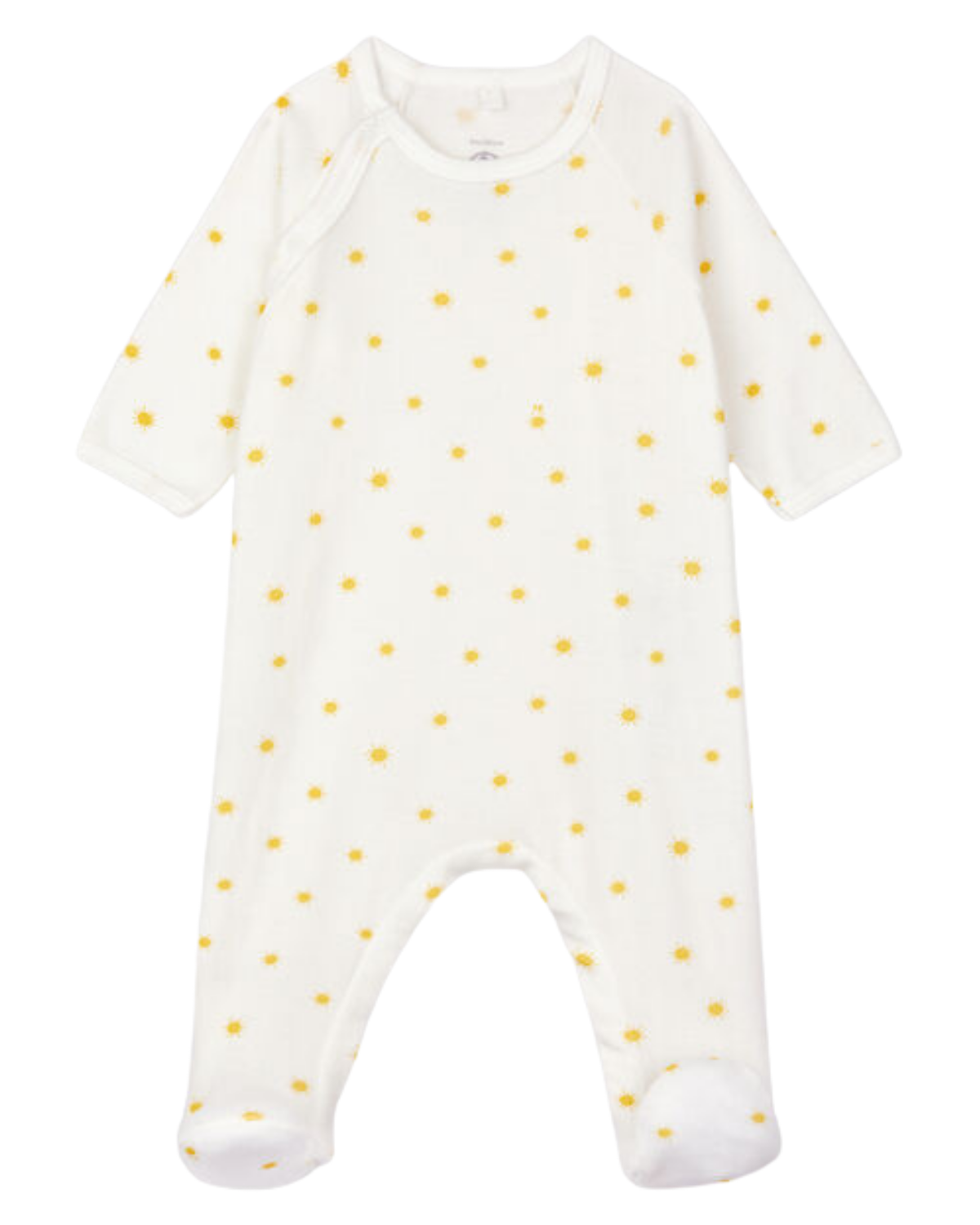 Little Suns Side Snap Footie in Yellow + White