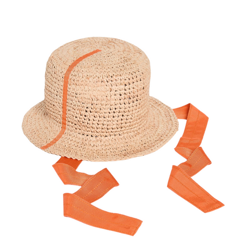 Plum Bob Raffia Hat in Orange