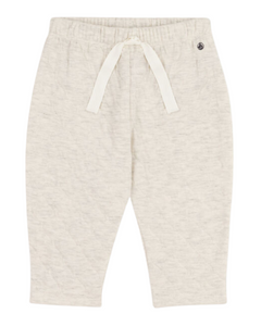 Quilted Lounge Pants with Tie Waist in Light Grey