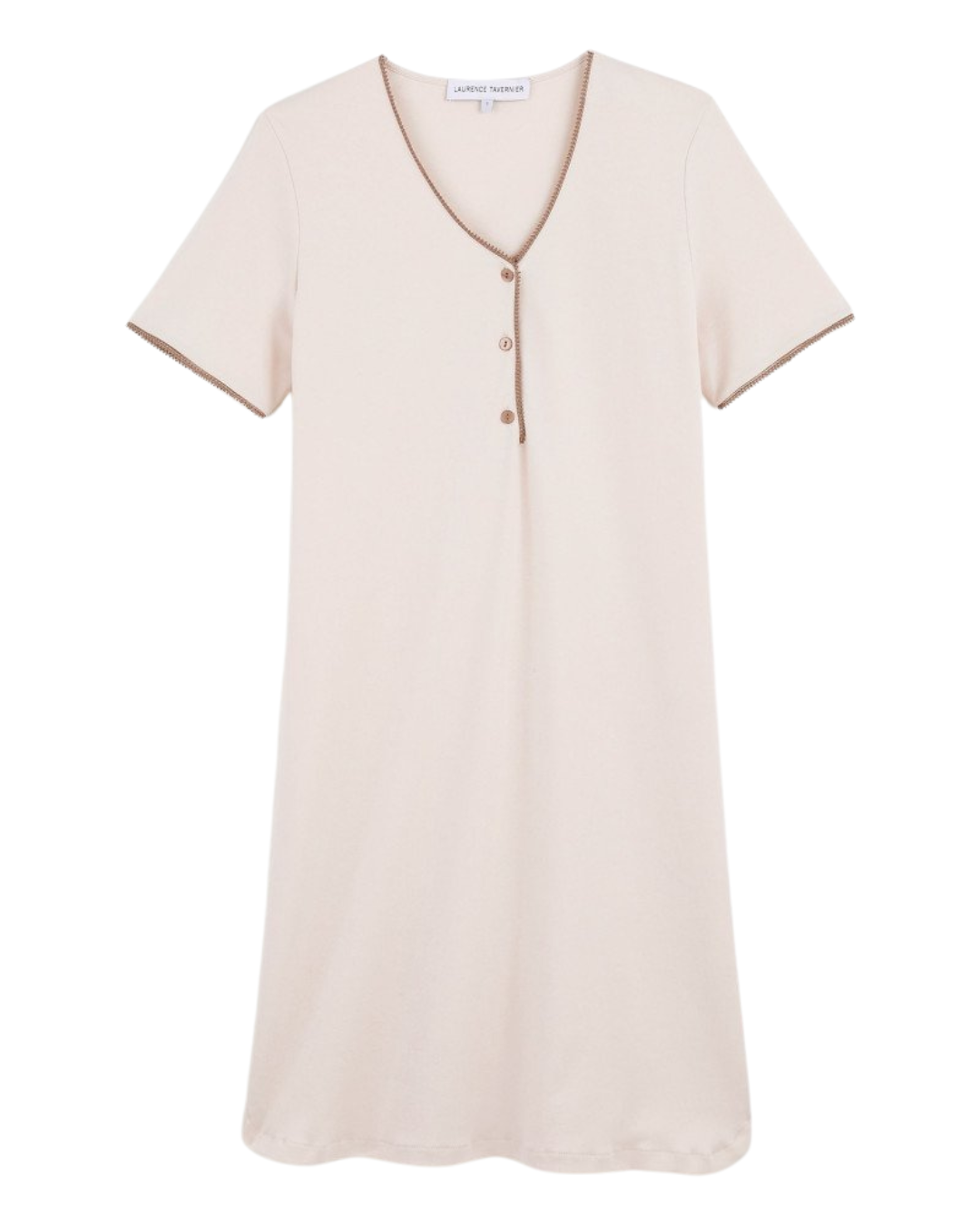 Vibration Cotton Short Sleeve Short Nightgown in Lacte