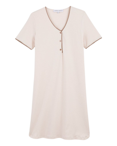 Vibration Cotton Short Sleeve Short Nightgown in Lacte