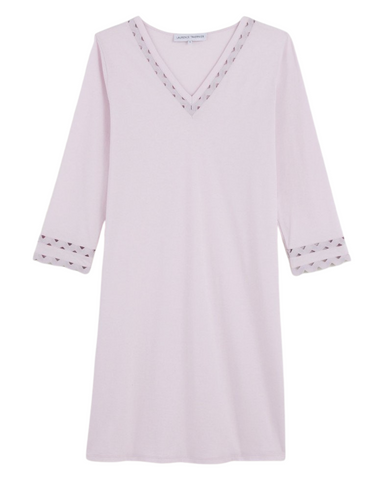 Ostara Jersey Coton Short Nightgown with 3/4 Sleeves in Brume