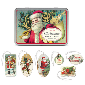 Santa Glitter Gift Tag Tin