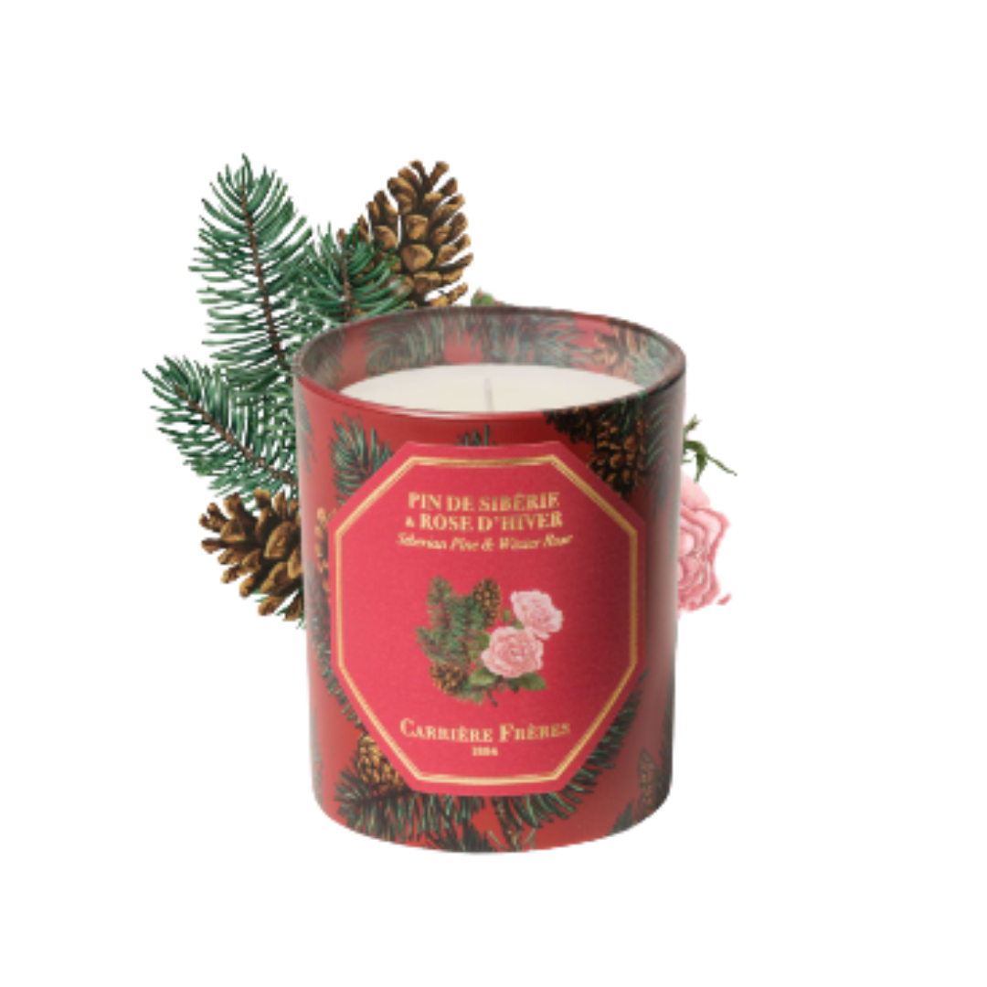 Siberian Pine + Winter Rose Scented Holiday Candle