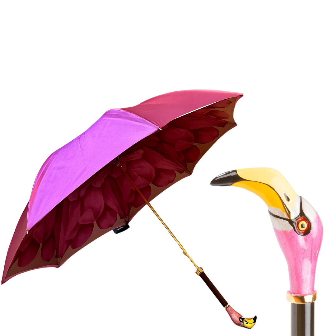 Flamingo Handled Long Umbrella in Fuschia