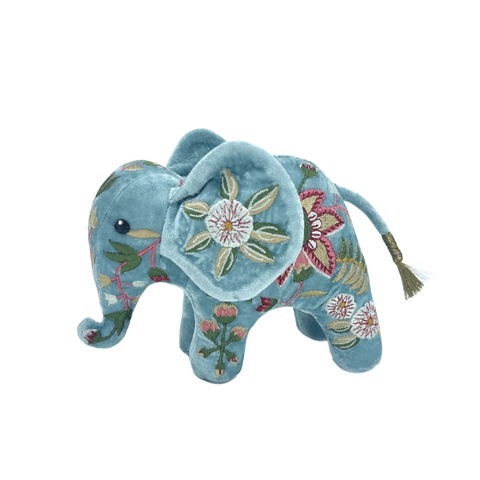 Mini Madame Bovary Silk Velvet Elephant in Heavenly Blue