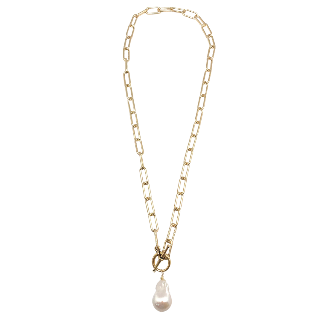 Carol Grande Chain Necklace with Pearl Drop