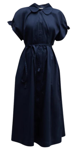 Peter Pan Collared Midi Dress in Blue Space
