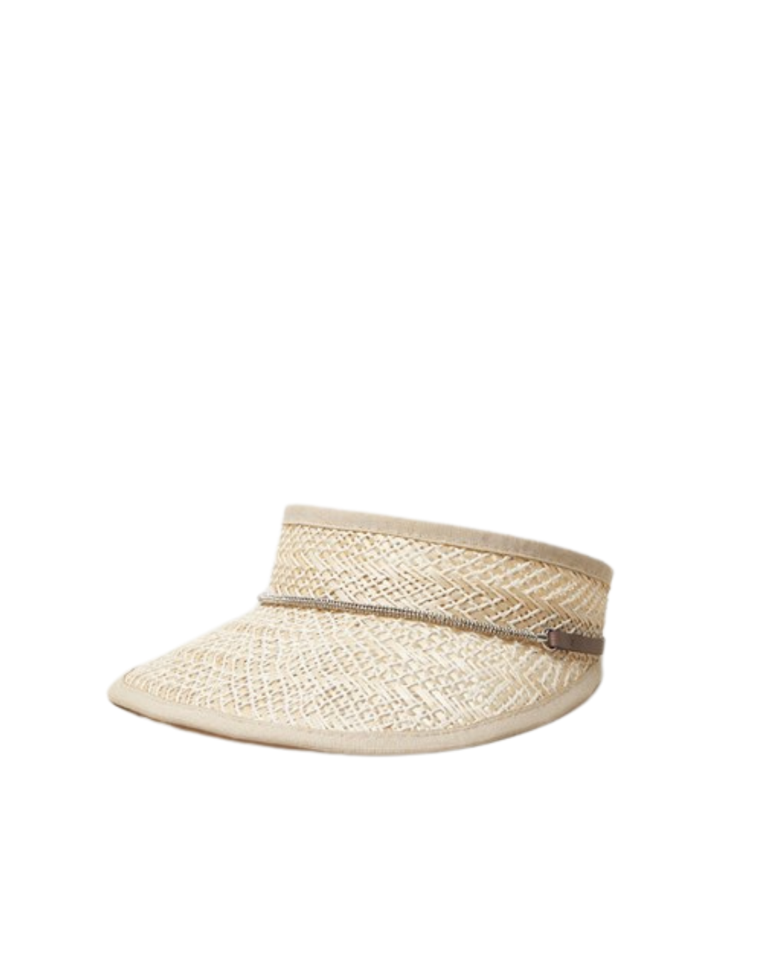 Sisal Visor with Chain + Leather Band in Sesame