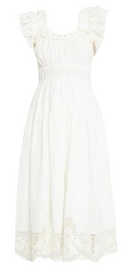 Leona Flutter Sleeve Dress in Ivory
