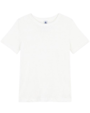 Short Sleeve Linen Tee in White